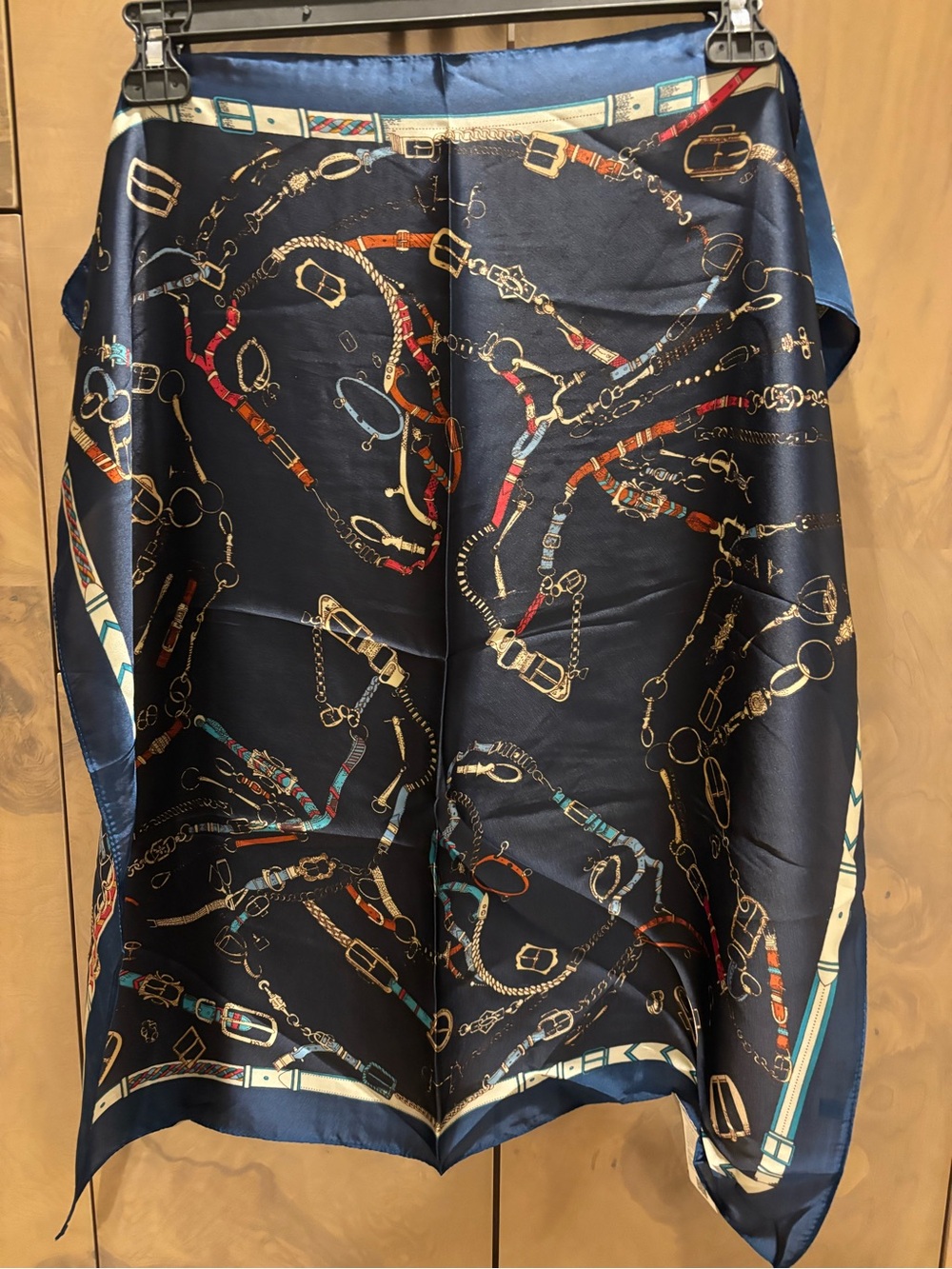 Navy Chain-Print Women's Scarf